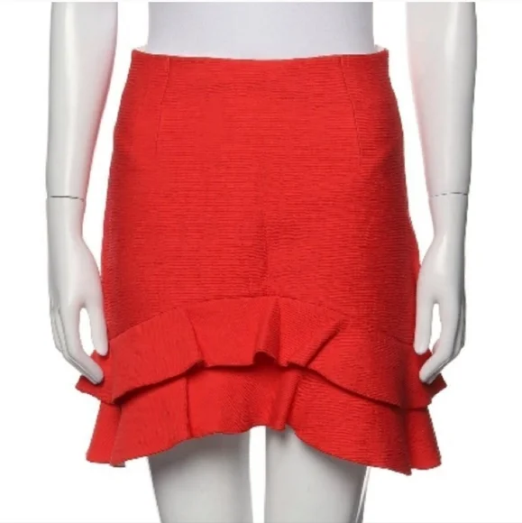 Sandro Red Ruffle Skirt Holidays Christmas Festive - Picture 2 of 14